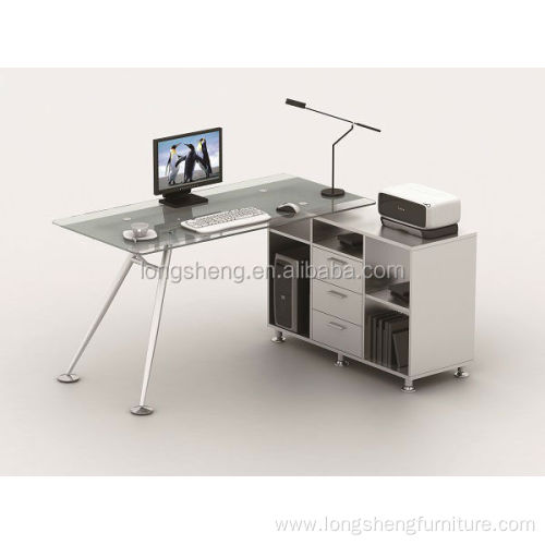 Black white office furniture workstation computer glass desk